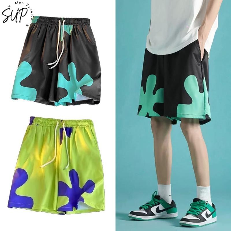 [14 สไตล์] Unisex SpongeBob Patrick Star Cartoon Beach Shorts Summer Loose Fit Casual Stylish Plus Size Mens Bottoms
