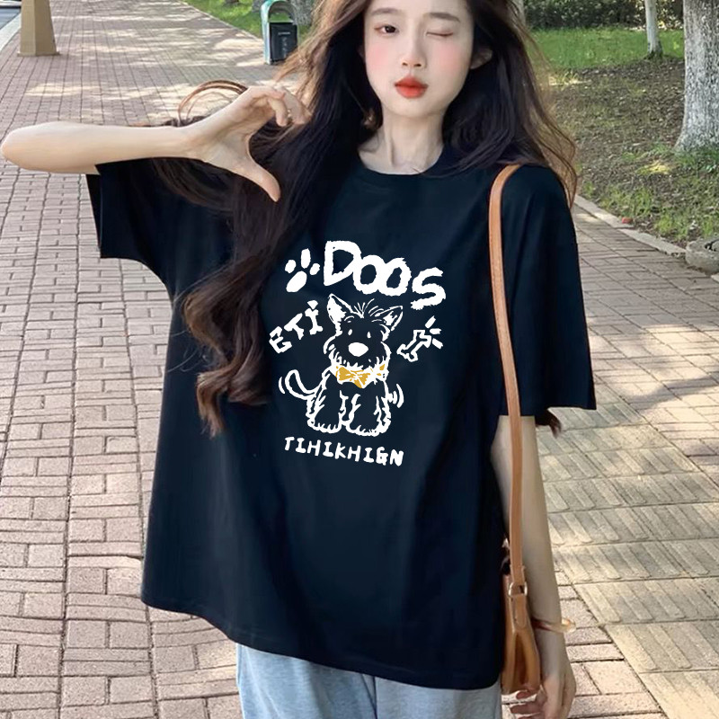 เสื้อยืดแขนสั้นผ้าฝ้ายแท้สำหรับผู้หญิง ออกแบบตามแฟชั่นเกาหลี ทรงคอด้านบนสวมใส่สบายและคล่องตัว - รูปที่ 4