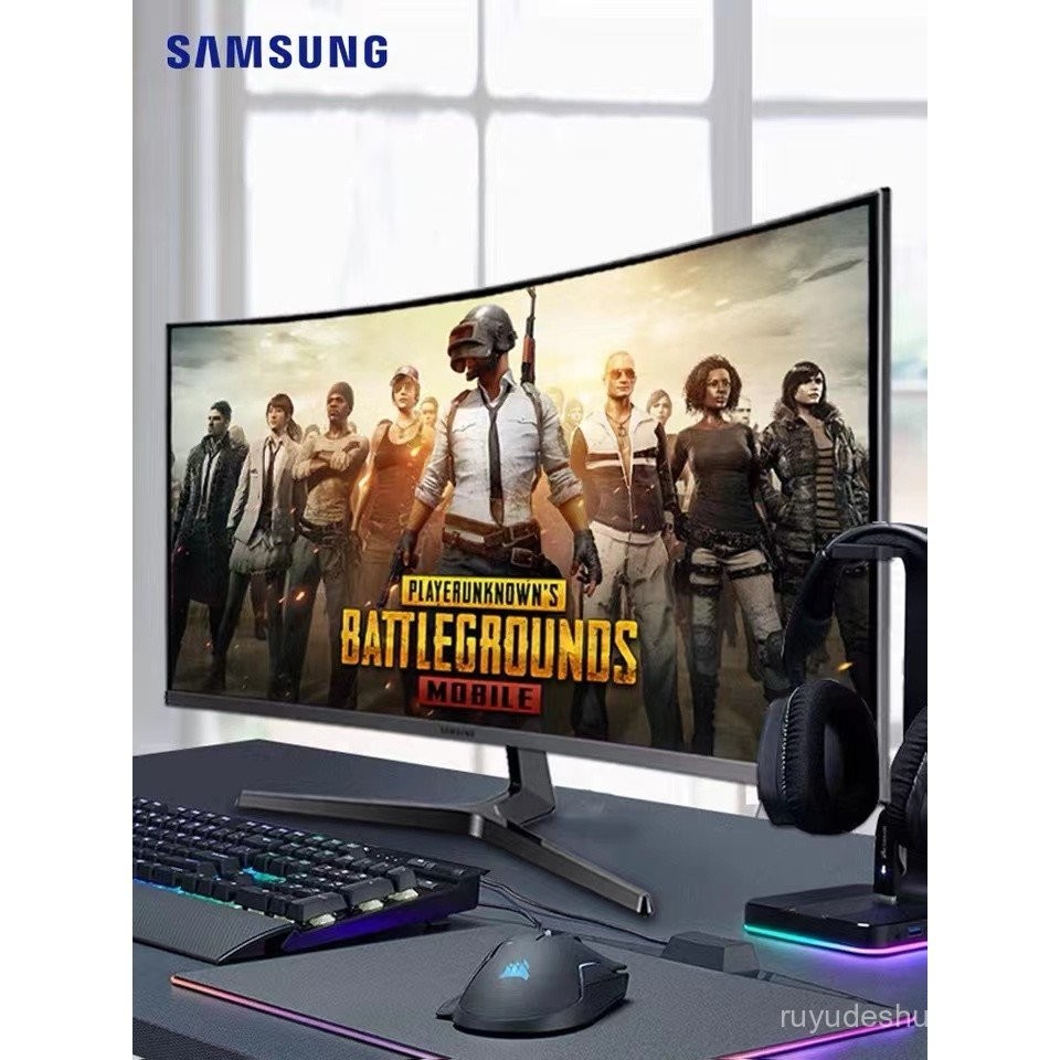 Samsung 27 นิ้ว 2K Gaming 144HZ จอแสดงผล C27JG52QQC เกมโค้งคอมพิวเตอร์เดสก์ท็อปกินไก่เพลง