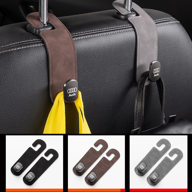 ตะขอรถที่นั่งด้านหลังตะขอหนังนิ่มเหมาะสําหรับ Audi Q2 Q5 Q8 Q3 A7 Q7 A6 RS3 RS4 RS5 RS7 อุปกรณ์ตกแต่