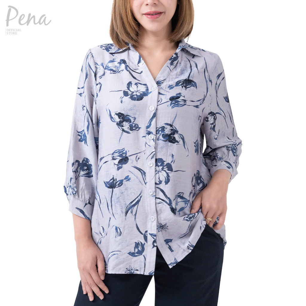 Pena house เสื้อเบลาส์คอปกสกิ๊บเปอร์ แขนพอง POSL082502