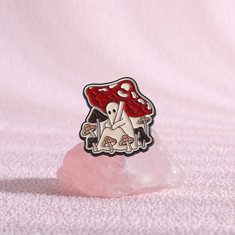 เข็มกลัดและป้ายกระเป๋าเป้น่ารักแบบเคลือบ Pin Ghost พร้อมลวดลายเห็ด ของขวัญที่เพื่อนๆจะชอบ - รูปที่ 5