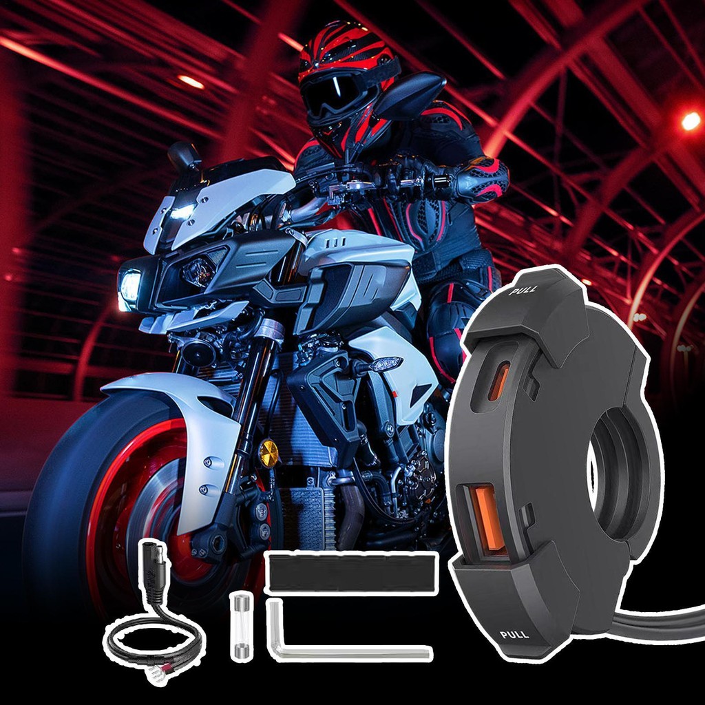 Motorcycle USB Port Plug Adapters PD30W Waterproof USB Outlet Port Adapter for GPS Bike Cell Phone T