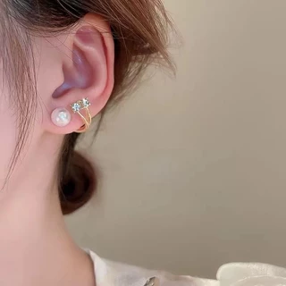 ต่างหูมุกสองสวมคู่สําหรับผู้หญิง 2024 ต่างหูเกาหลีใหม่