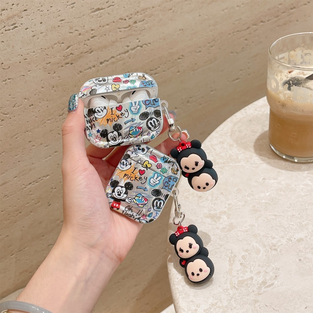 Mickey Square น่ารักการ์ตูน AirPods กรณีหูฟังสําหรับ AirPods 1/2 3rd gen pro 2 ใหม่ชุดหูฟังบลูทูธไร้สายปลอกป้องกัน