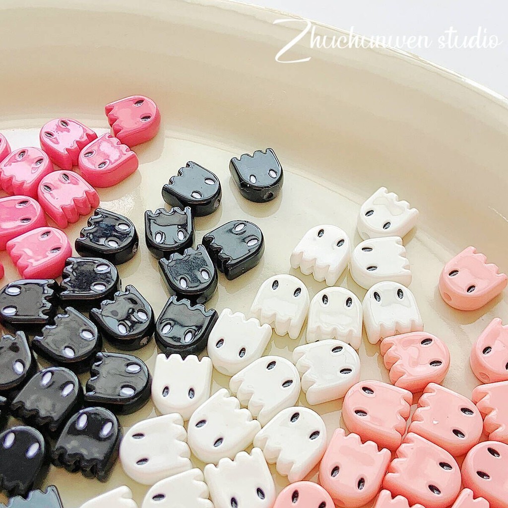 Little Ghost อะคริลิค Spacer ลูกปัด Hand-Beaded diy สร้อยข้อมือวัสดุลูกปัดลูกปัดหลวมเครื่องประดับอุปกรณ์เสริมสร้อยข้อมือ 3COE