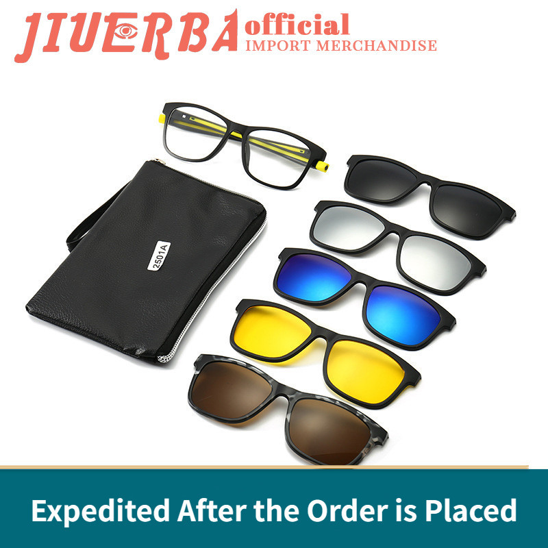 JIUERBA 25XX ใหม่ TR90 กีฬาแม่เหล็กโพลาไรซ์แว่นกันแดดคลาสสิกป้องกันแสงสีฟ้าแว่นตาแม่เหล็กสําหรับผู้ชายและผู้หญิง