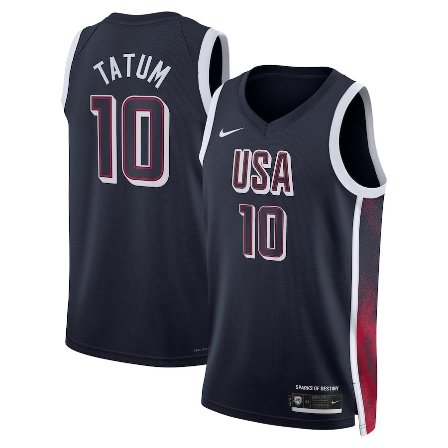 เสื้อเชิ้ตผู้ชาย 2024 #6 เสื้อบาสเก็ตบอล USA สีกรมท่า #10 เสื้อแข่งนักกีฬา