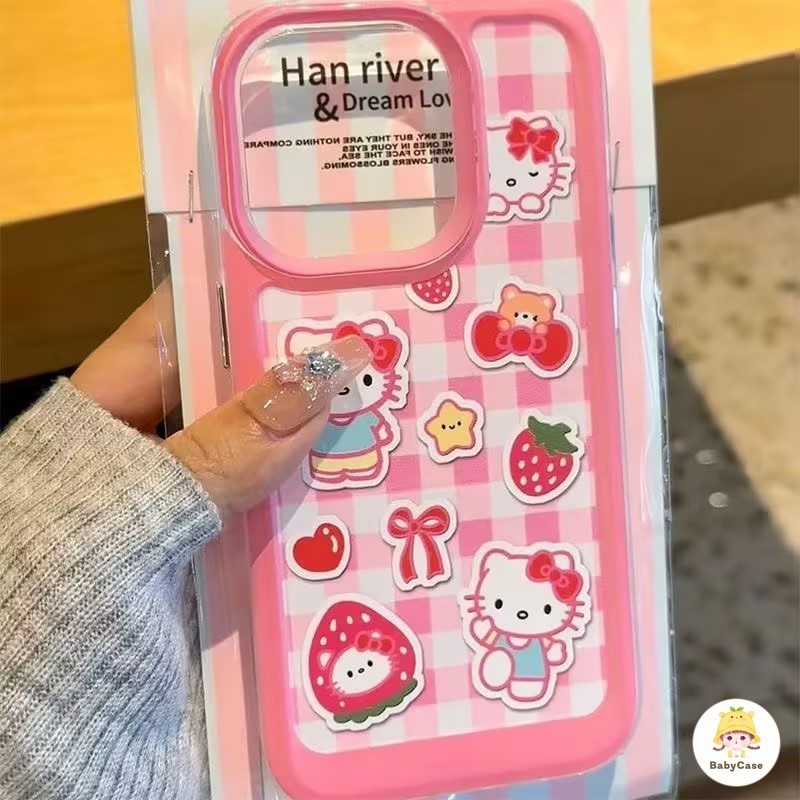 ขัดแตะสตรอเบอร์รี่น่ารักลูกแมว เคส Samsung A03 A02s A13 A03s A12 A21s A52 A50 A32 A30s A30 A20s A33 A52s A10s A20 M12