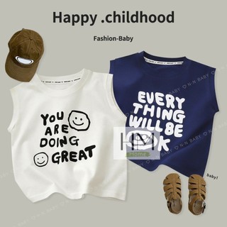 ใหม่ เสื้อยืดแขนกุด เสื้อกร้ามเด็กผู้ชาย ผ้าcotton แฟชั่นเกาหลี