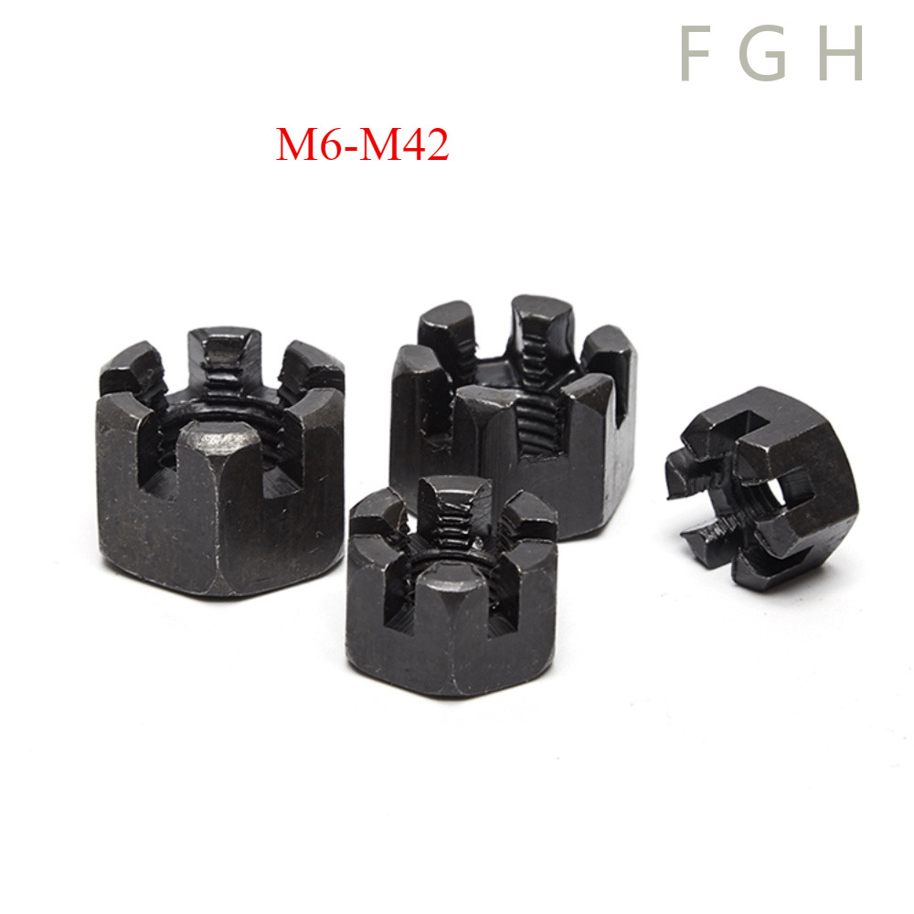 [FGHYX-1] Gb58 ด้ายหยาบ/ด้ายละเอียด Slotting Nut เหล็กคาร์บอน Slotted Nut Hexagon Slotting Nut Fine Buckle Slotted Nut M6-M42