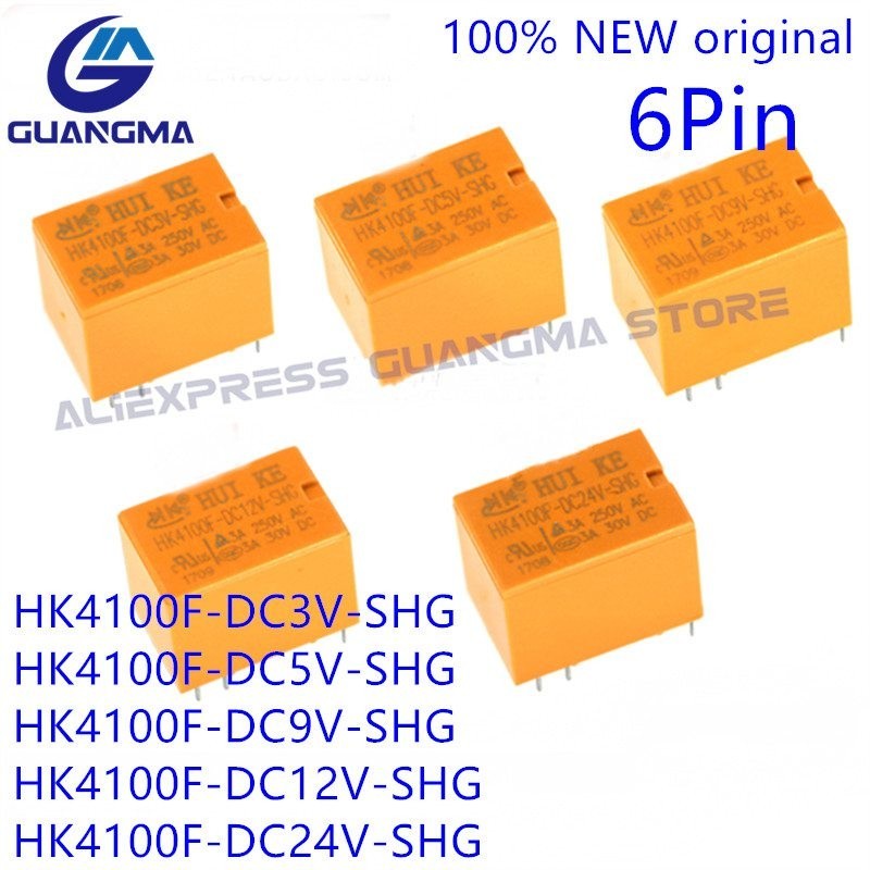 ✱10PCS Original Mini Power Relay HK4100F-DC5V-SHG HK4100F-DC12V-SHG HK4100F-DC24V-SHG HF4100F 1A 6Pi