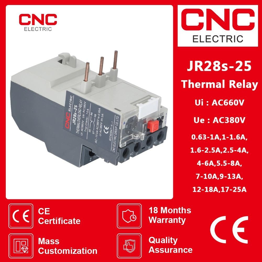 ✸CNC JR28s-25 Thermal Relay 50/60Hz 1.6A 2.5A 4A 6A 8A 10A 13A 18A 25A Adjustable Thermal Overload R