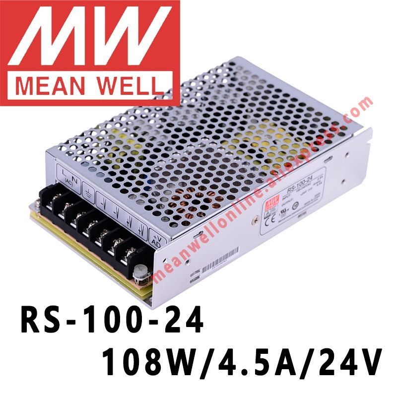✹RS-100-24 Mean Well 108W/4.5A/24V DC Single Output Switching Power Supply meanwell online store