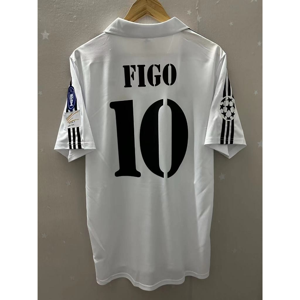 02-03 Real Madrid FIGO ZIDANE R.CARLOS คุณภาพสูง Home Retro ฟุตบอล Jersey เสื้อยืดที่กําหนดเองเสื้อฟุตบอล