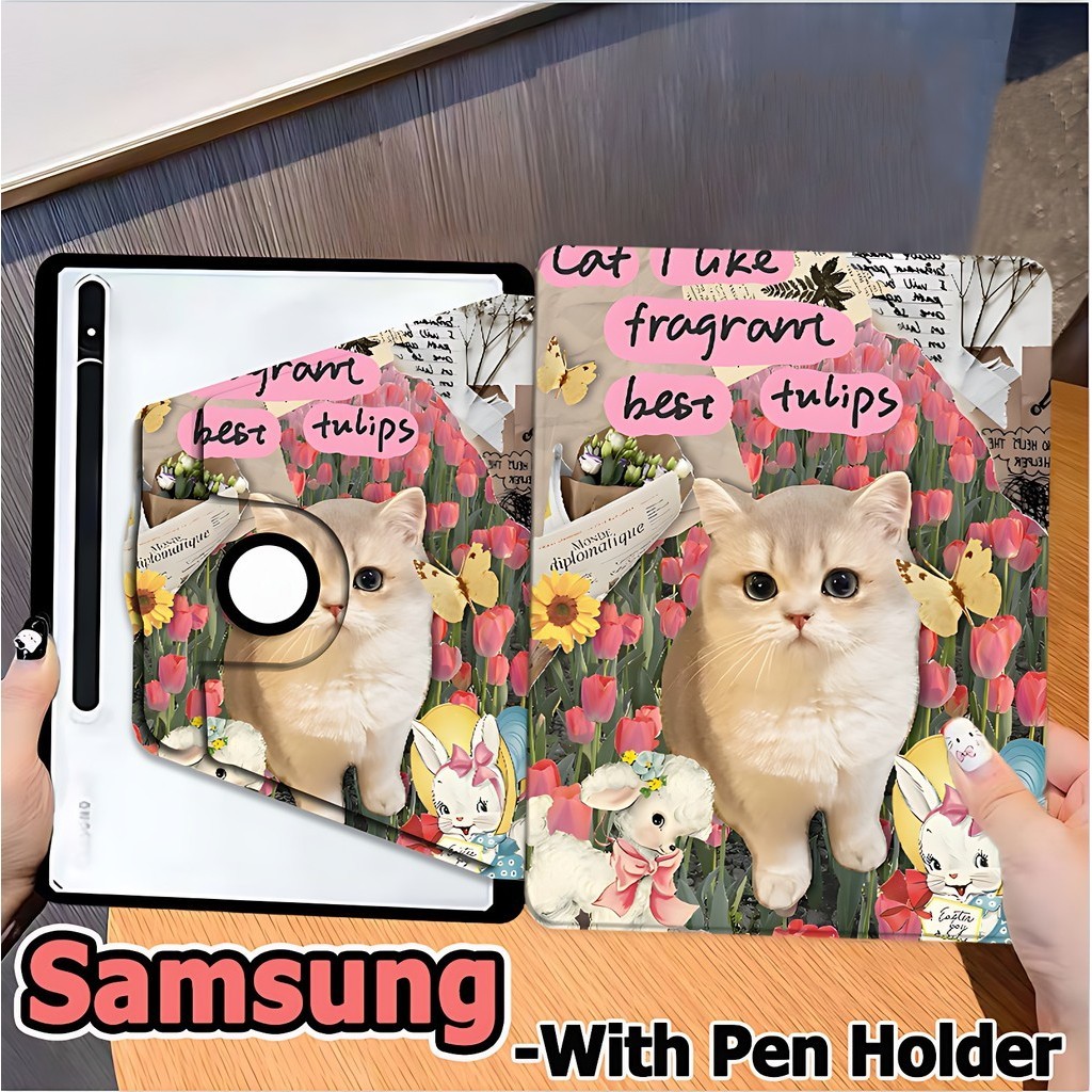 รุ่นหมุนได้ 360องศา เคสฝาพับ Samsung Tab case S6 lite S7 S8 S9 S7FE S9FE S9FE+ A8 A9 A9+ Galaxy Tab S8+ S9+ S10+ S7+ A7 lite Case Samsung Loopy