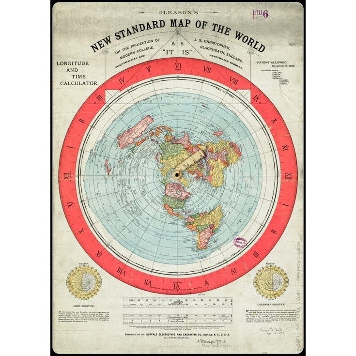1 Piece Poster Gleasons New Standard Map of The World [Flat Earth] Canvas Art Print