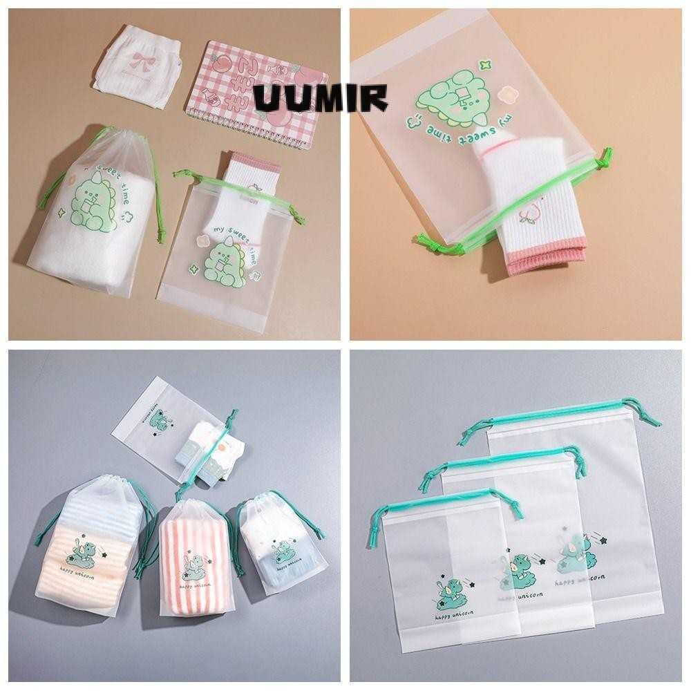 UUMIR ถุงเก็บรองเท้า, การ์ตูนไดโนเสาร์ Matte โปร่งใส Drawstring Bag, Creative PE แขวนกระเป๋ากันฝุ่น Travel Bundle กระเป๋าเดินทางกลางแจ้ง/Busness Trip