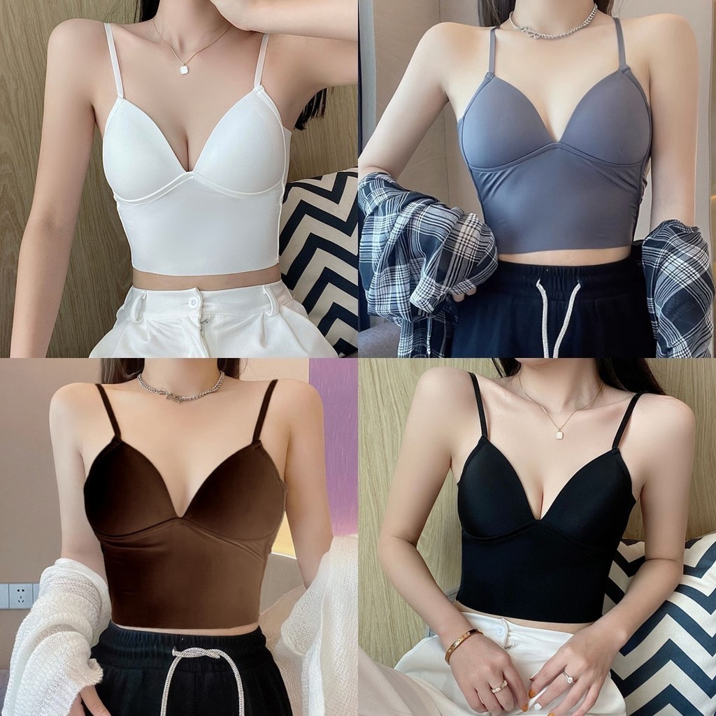 Bonnie​ ​เสื้อสายเดี่ยว มีฟองน้ำ สีพื้น แขนกุด เว้าหลัง ใส่สบาย เสื้อครอป สาบปรับได้ ผู้หญิง เซ็กซี่แซ่บเวอร์#FY572-L