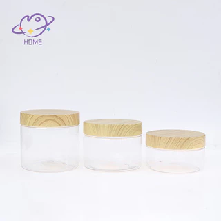 [mayhome] ภาชนะขวดใสเปล่าพร้อมฝาปิดไม้เทียมพลาสติก {TH}