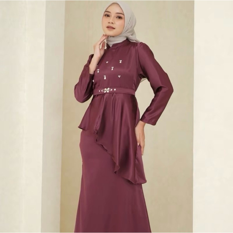 Jamila Contemporary SATIN SILK PREMIUM DRESS เสื้อผ้าแฟชั่นผู้หญิงเชิญรับปริญญา COUPLE MUSLIMAH GAMIS LEBARAN BRIDESMAID WEDDING Party ล่าสุด