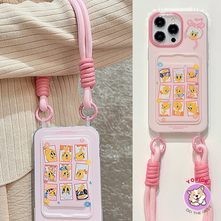 น่ารักสีชมพูไก่สีเหลืองน้อยสําหรับiphone 15Promaxเคสโทรศัพท์7Plus 6plus xsmax xr 14pro 13ป้องกันกรณี12นุ่มผู้หญิง11ผู้ถือบัตรฝาครอบโทรศัพท์15สายรัดข้อมือเชือกเส้นเล็กญี่ปุ่นการ์ตูนเกาหลีใหม่GKB