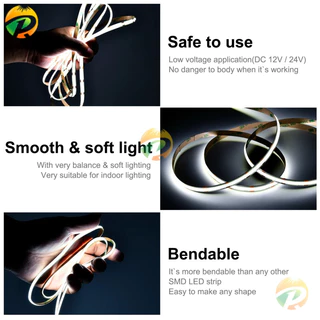 Cob ไฟ LED Strip 320 480 LEDs ยืดหยุ่น5มม. 8มม. FOB เทปแสงริบบิ้น ra90อบอุ่นธรรมชาติเย็นสีขาวแสงหรี่แสงได้ DC12V 24V