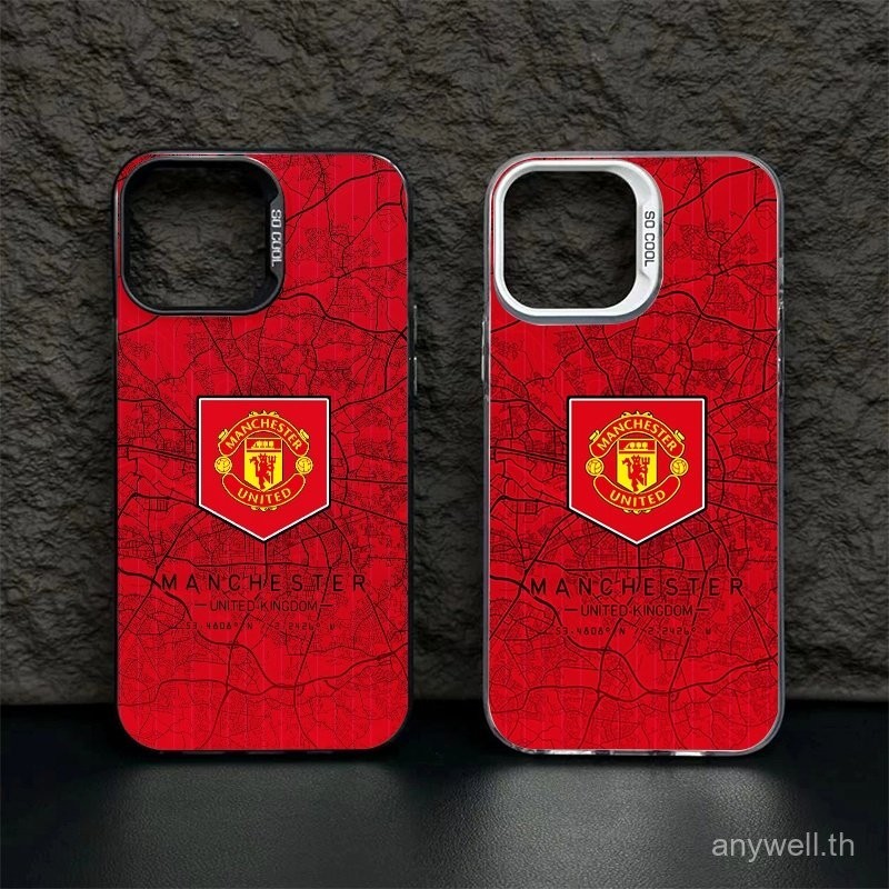 Manchester United ฟุตบอลทีมแผนที่เคสโทรศัพท์สำหรับ iPhone 15 14 PROMAX 13 12 MINI 11 Pro x PLUS Original IMD คุณภาพสูงฟุตบอลกีฬากรณี