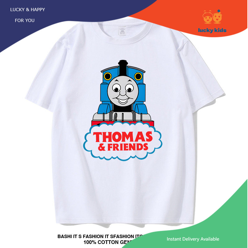 เสื้อยืดเด็ก thomas & friends-7 ผ้าฝ้าย 100% ระบายอากาศได้สบายและยืดหยุ่นไม่ง่ายที่จะเปลี่ยนรูปไม่จางหาย LUCKY KIDS
