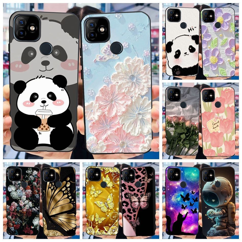 Itel Vision 1 / Vision 1 Plus / ItelP36 / Itel P36 Play L6005 เคสน่ารักแพนด้าดอกไม้ทาสีซิลิโคนอ่อนนุ่ม TPU เคสโทรศัพท์