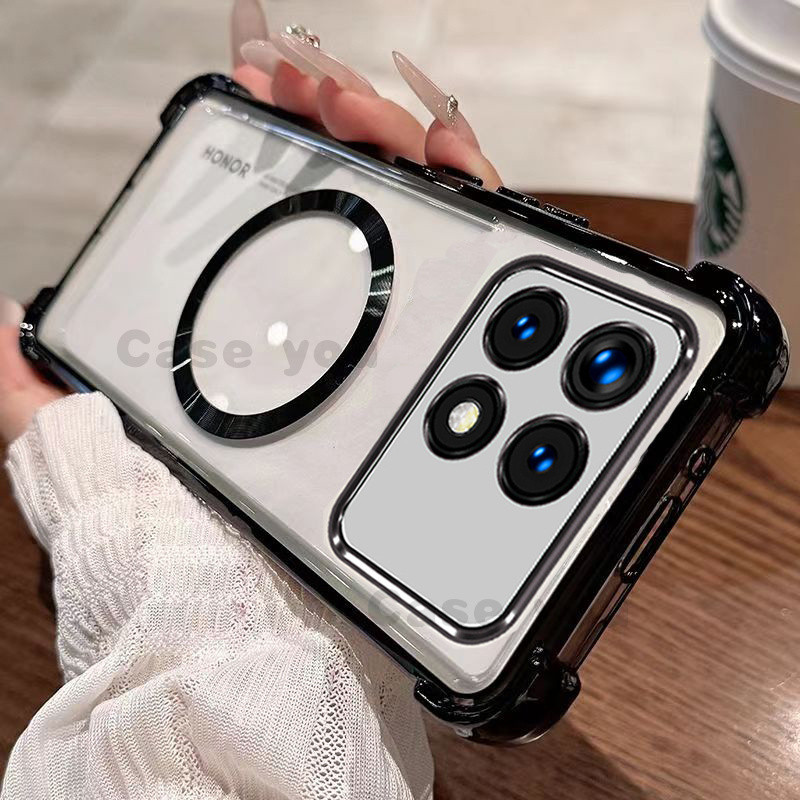 เคสแม่เหล็กสําหรับ POCO X6 PRO / POCO X6 5G เคสโทรศัพท์ป้องกันการตกแบบโปร่งใสแบบนุ่มพร้อมฟิล์มเลนส์ในตัว