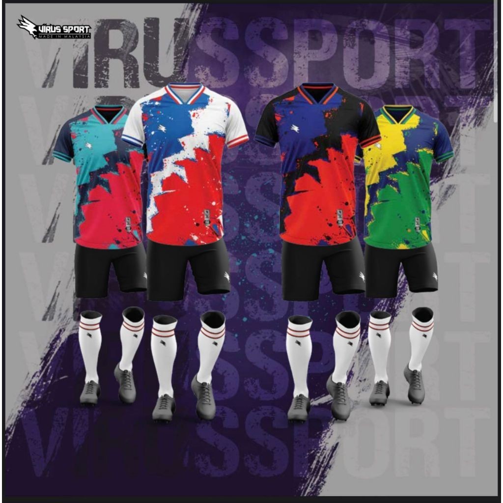 Virus Sport Sublimation Microfiber Jersey VS19 Short Sleeve Unisex Jersey Bola Sepak Jersey Printing