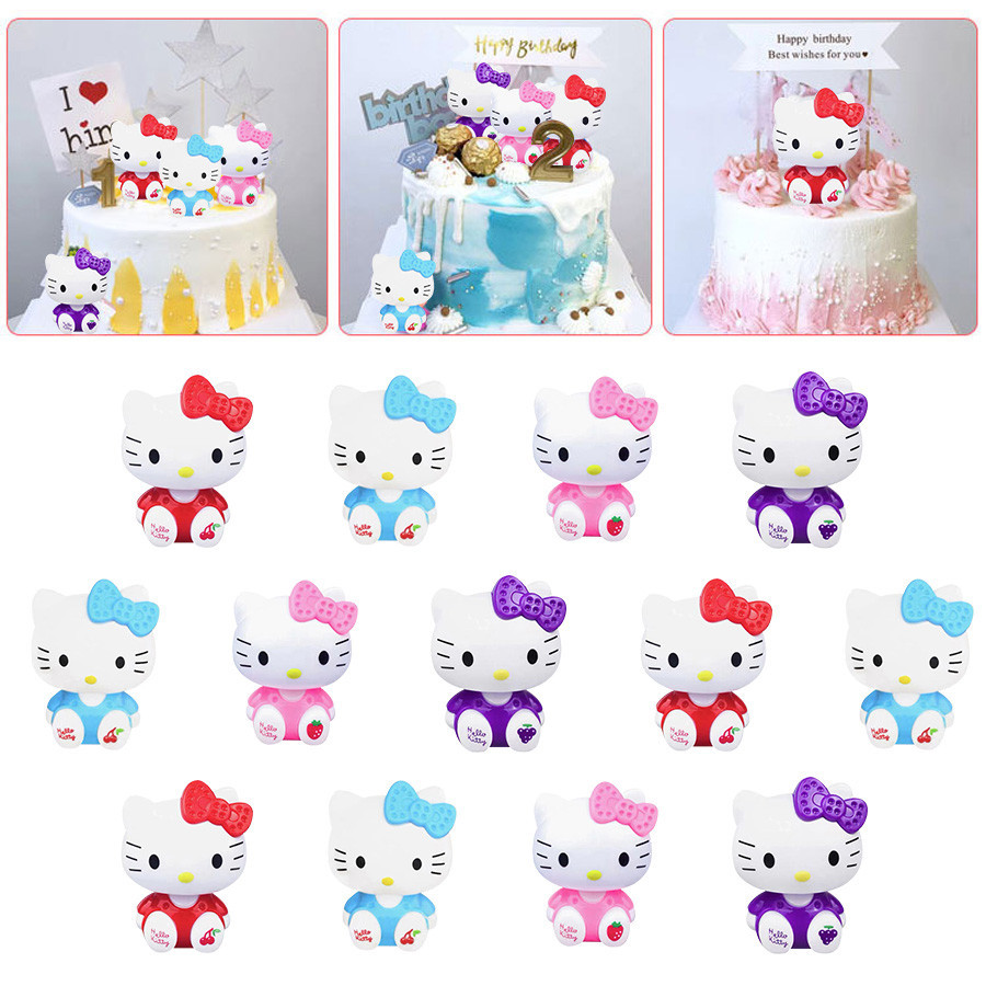 10pcs Anime Figures ตุ๊กตา Kitty เค้ก Topper, DIY เค้กตกแต่งของเล่นของขวัญเด็กวันเกิด Party Favor Action Figures