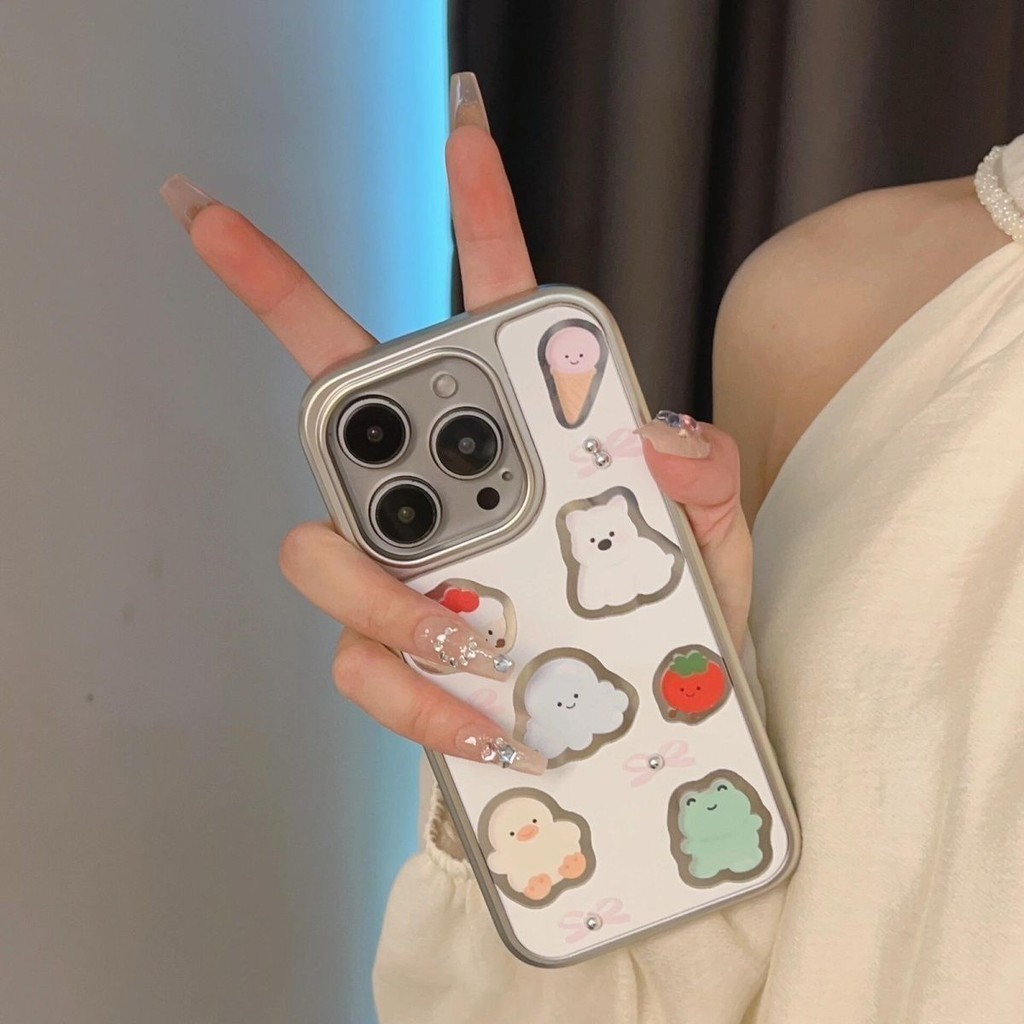 Iphone น่ารักการ์ตูน Cutout Doodle สัตว์สร้างสรรค์โปร่งใสทนต่อการตกเคสโทรศัพท์ใหม่สําหรับ 7 7plus 8 8plus Xs Xr 11 12 13 14 15 Pro Plus Promax