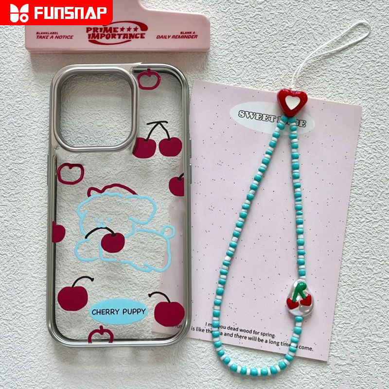 สําหรับ 7/8 เคสไอโฟนน่ารักสุนัขเชอร์รี่เรียบง่าย 15/13ProMAX 12/11 electroplated รูขนาดใหญ่ป้องกันการล่มสลาย iPhone14 นุ่ม xr/xs ภาพวาด