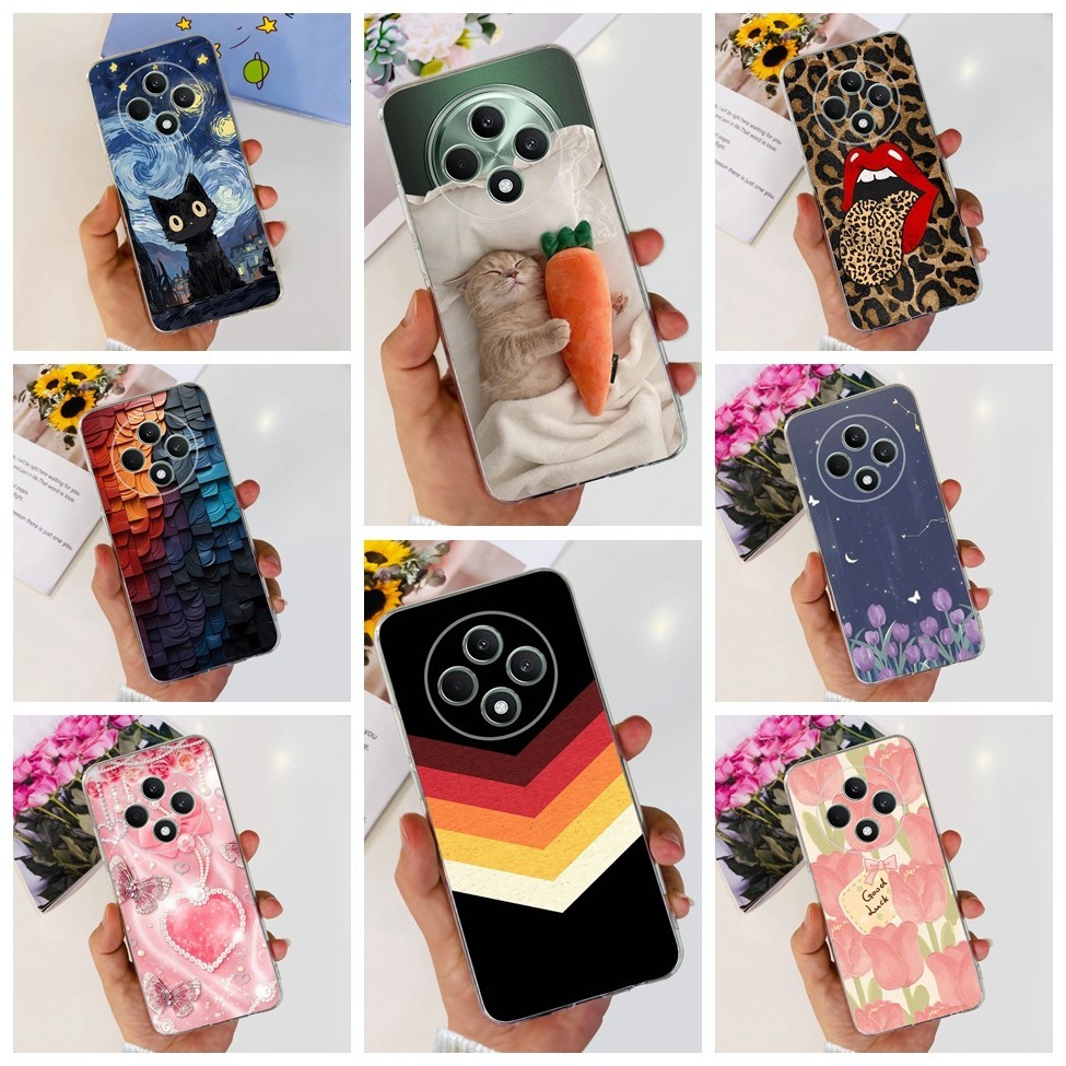 Oppo Reno 12F 5G CPH2637 กรณีโปร่งใสความงามแมวน่ารักผีเสื้อเคสโทรศัพท์ Oppo Reno12 F ฝาหลัง TPU นุ่ม