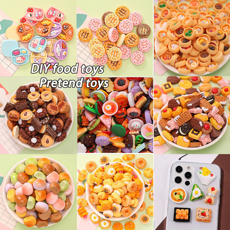 10 ชิ้น Miniature Dollhouse Mini อาหารเล่นแกล้งอาหารเครื่องดื่มเรซิ่น DIY Handmade ตกแต่งห้องครัวเครื่องประดับจําลองอาหารของเล่น