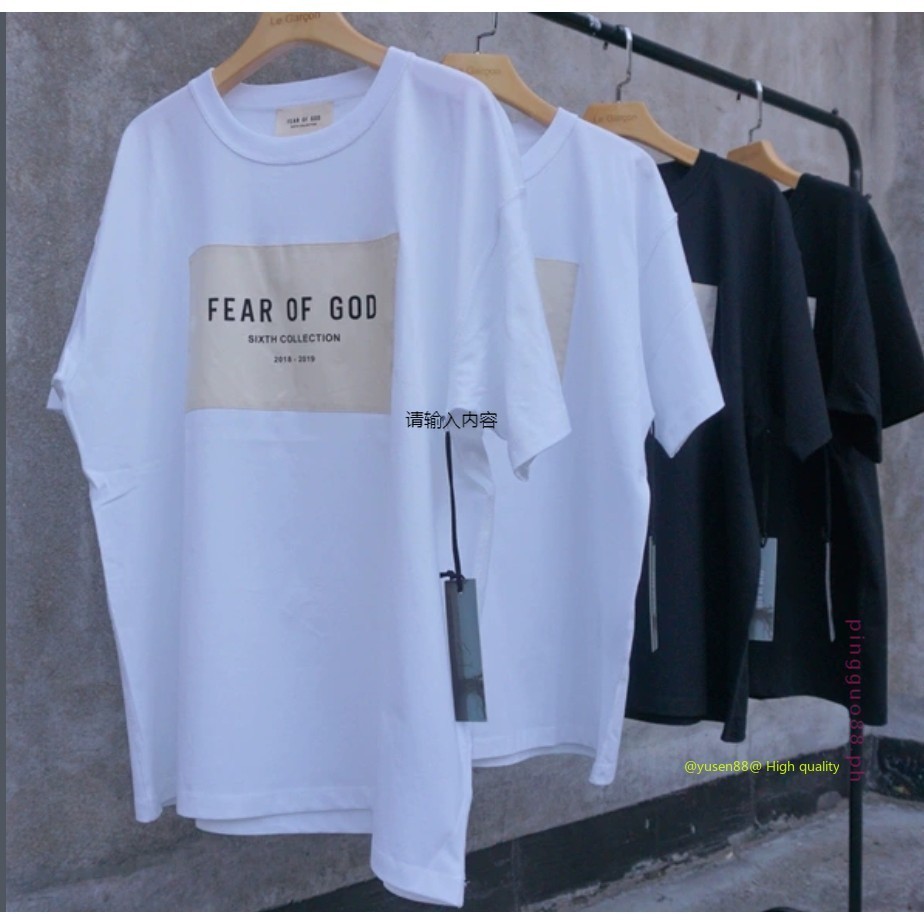 **** ขายร้อน *** ผู้ชายผู้หญิงขนาดพิเศษคุณภาพสูง FEAR OF GOD FOG ซีซั่น 6 เสื้อยืดแขนสั้นพิมพ์ลาย