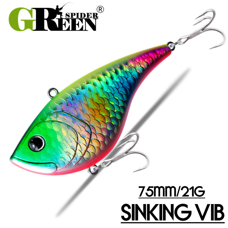 Greenspider VIB เหยื่อตกปลา Sinking เหยื่อประดิษฐ์ Good Action Wobblers Lure 75 มม.21g ตกปลาว่ายน้ํา Hard เหยื่อสําหรับตกปลาน้ําแข็ง