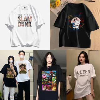 ราคาถูก🔥 เสื้อยืดแขนสั้น เสื้อชายหญิง แฟชั่น เสื้อยืดคอกลม ผ้านิ่มใส่สบาย แบบคละลาย