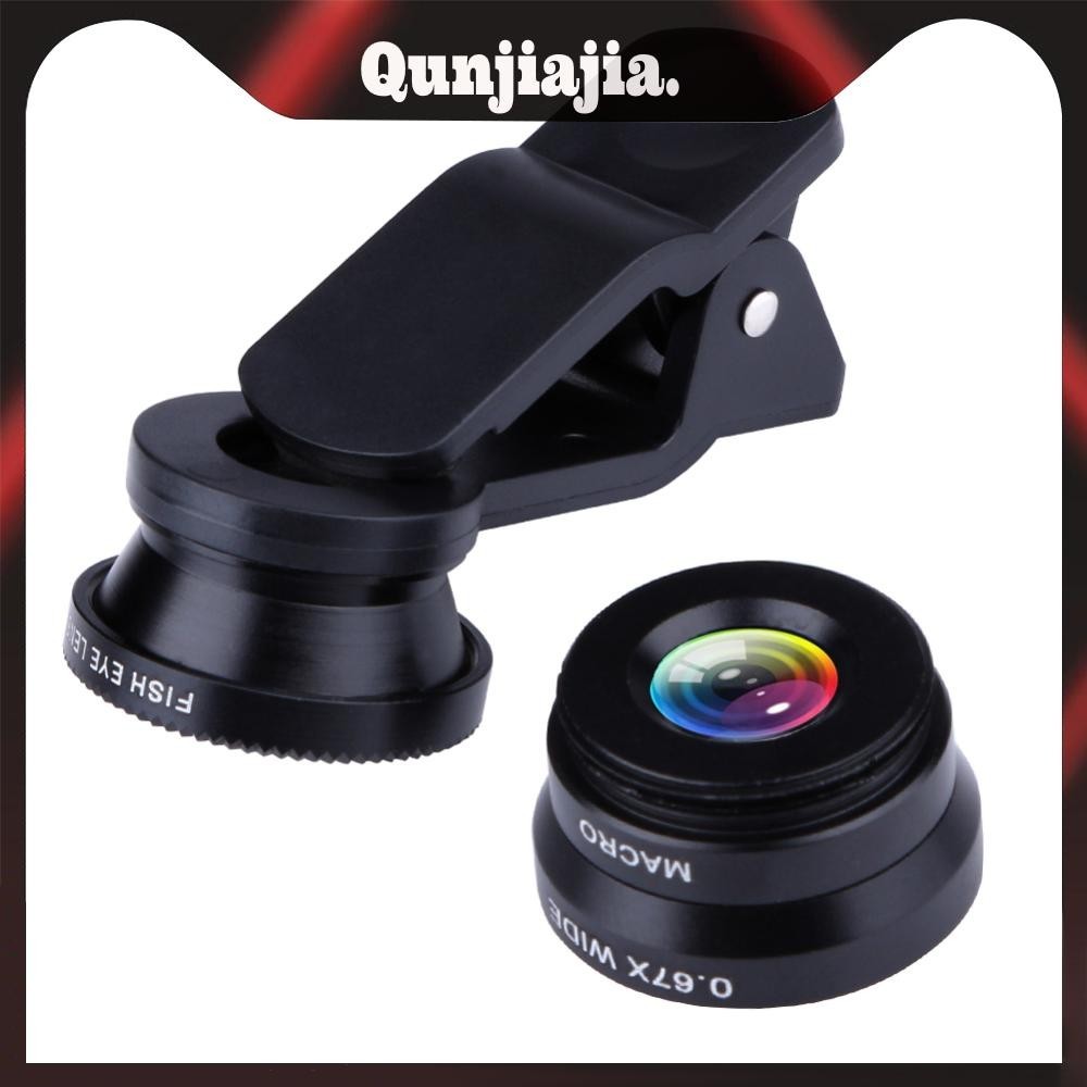 Clip 3-in-1 180 เลนส์ Fish-Eye + เลนส์มุมกว้าง + เลนส์ Macro สีดํา