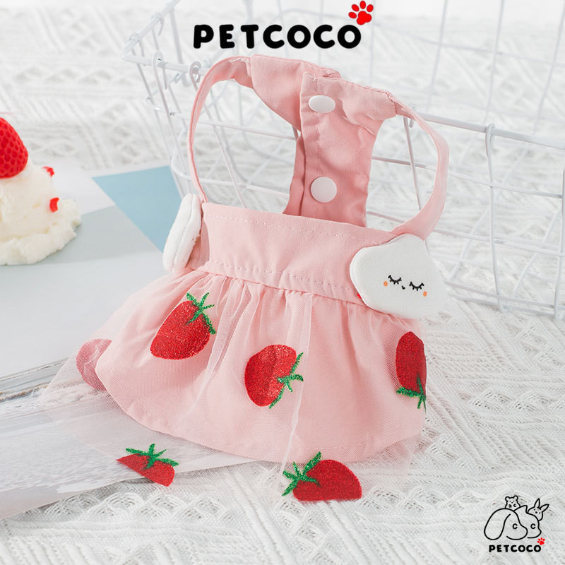 PetCoCo Dog Cloth ดีไซน์น่ารัก Cloud Ladies Dog Dress Dog Dress Dog Kit 小狗夏季背带 云草สตรอเบอร์รี่狗牵引绳猫咪幼