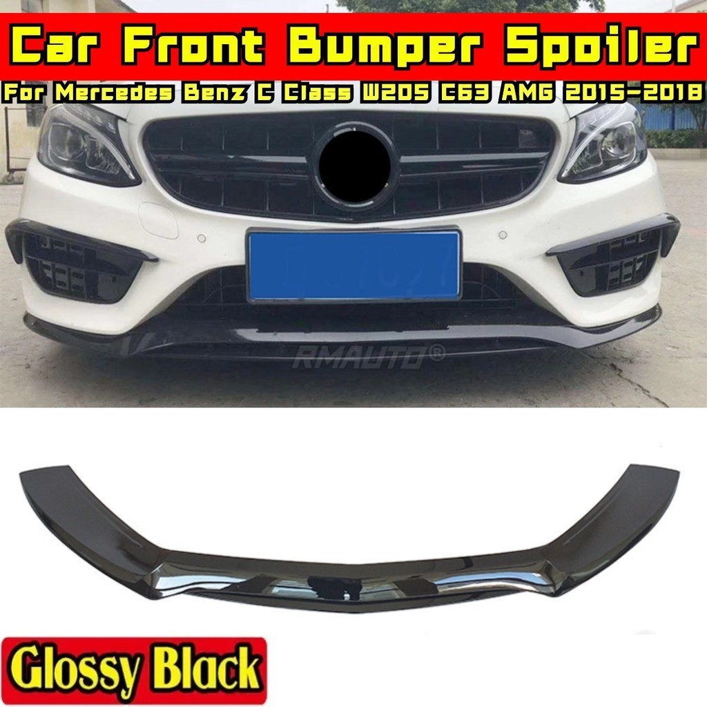 W205 C63 AMG สปอยเลอร์กันชนหน้า สีดําเงาสไตล์สปอร์ตสําหรับ Mercedes Benz C Class W205 C63 AMG 2015-2