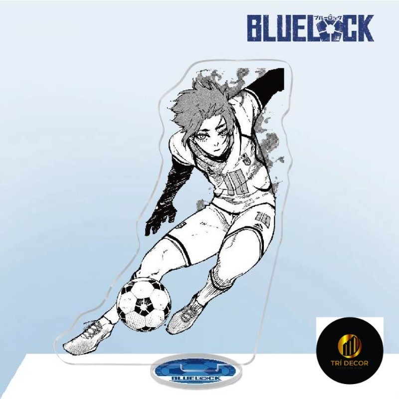 Standee รุ่น Blue Lock สีดําสีขาวมังงะสไตล์ Bachira Meguru Nagi Seishiro อะนิเมะตกแต่งโต๊ะศึกษามุม 15 ซม.