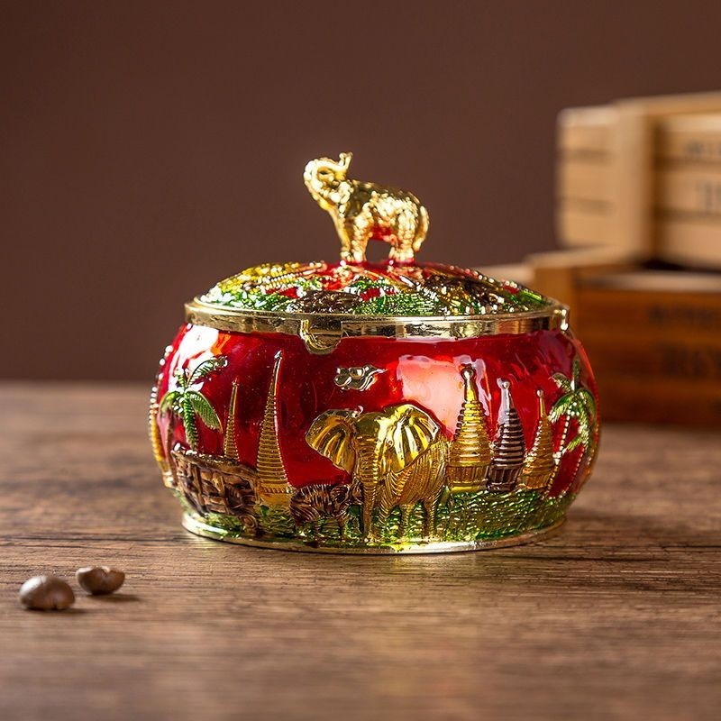 ที่เขี่ยบุหรี่ Jixiang สร้างสรรค์แฟชั่นกันลมพร้อมฝาปิดบ้านสำนักงานห้องนั่งเล่นอินเทรนด์ที่เขี่ยบุหรี