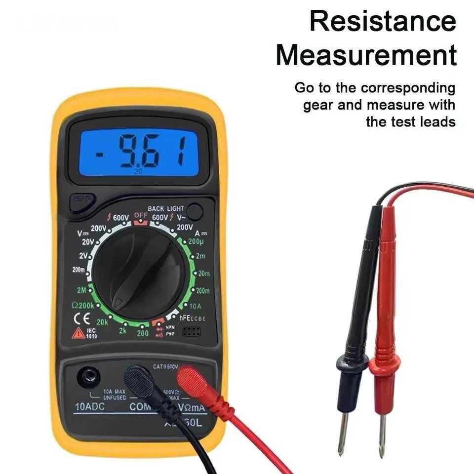 Multimeter XL830L(เเบตตรี่อยู่ในตัว)เครื่องวัดแรงดันไฟ วัดกระแสไฟ วัดค่าความต้านทาน วัดทรานซิสเตอร์