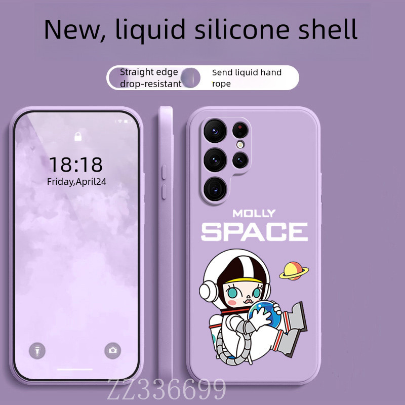 เคส Samsung S22 plus Ultra S23 FE molly นักบินอวกาศเคสโทรศัพท์ซิลิโคนฝาครอบป้องกัน