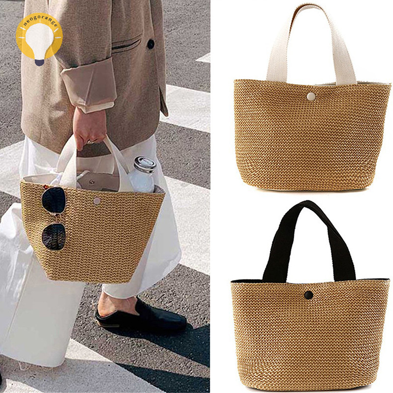 [neogrange] Elegant Ladies Strawทอกระเป๋าถือผู้หญิง Holiday Beach Casual Tote Top-Handleกระเป๋าแฟชั่นRetroกระเป๋าสะพายTH