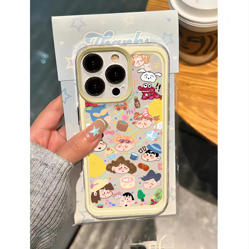 Ins Graffiti Crayon Xiaoxinโปร่งใสเคสโทรศัพท์สําหรับiPhone 16 Promax 15 Promax 12 13 Mini 14plus 11 Pro Max X XS XR XS Max 7 8 plus Se2020 6G 6Plus
