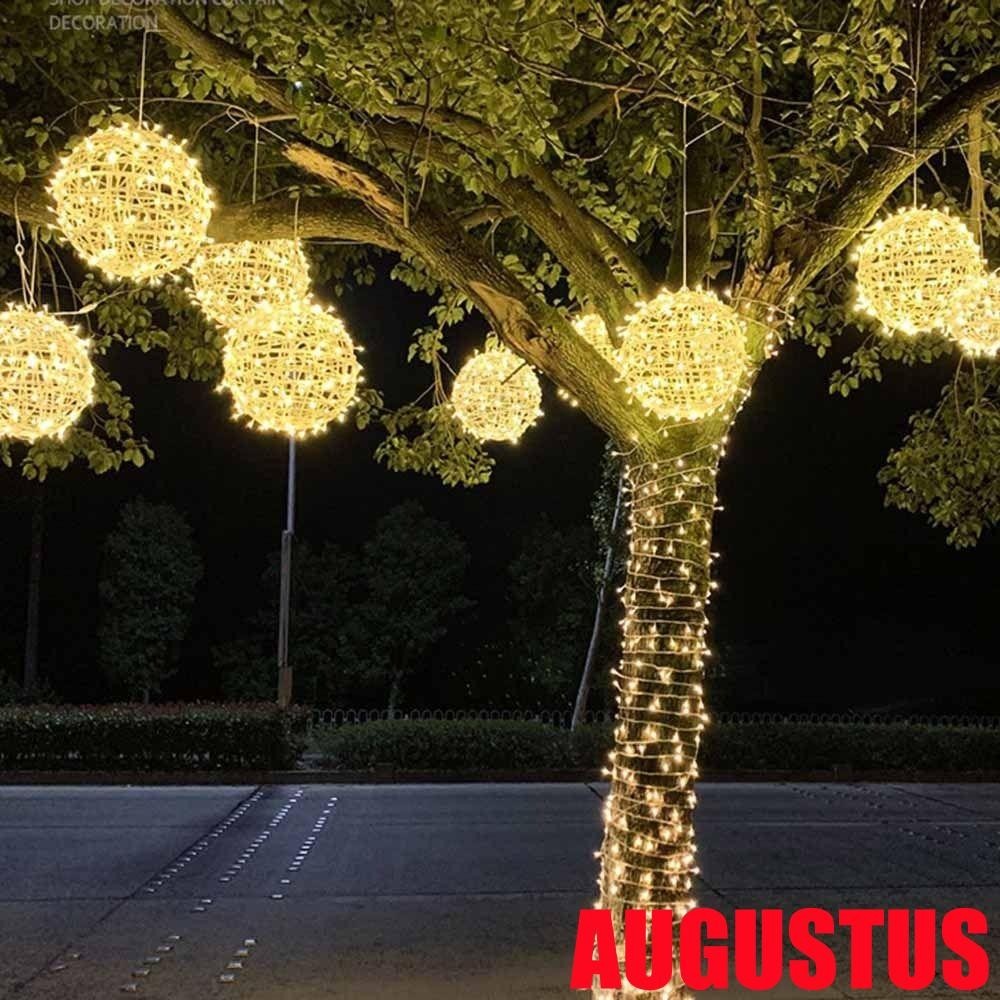 Augustus หวาย Ball Fairy Light String, กันน้ํากระพริบภูมิทัศน์ต้นไม้,บรรยากาศ 220V Dia20/30/40 ซม.LED ต้นไม้แขวนต้นคริสต์มาส